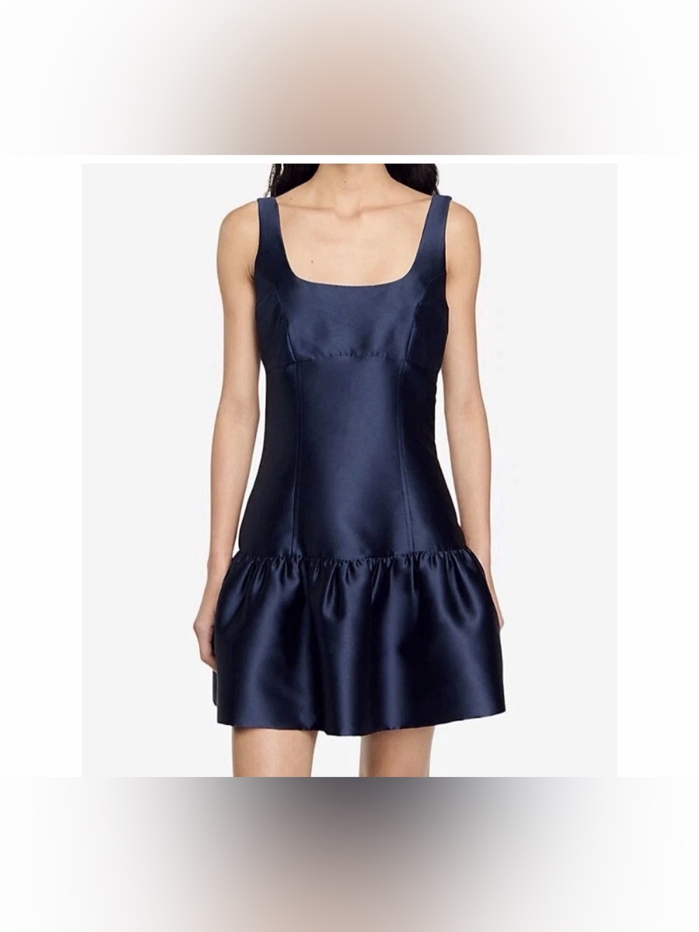 Sandro Eclipse Blue Mini Dress Silk Blend Flounce Hem NWT 42 US 10 $395
